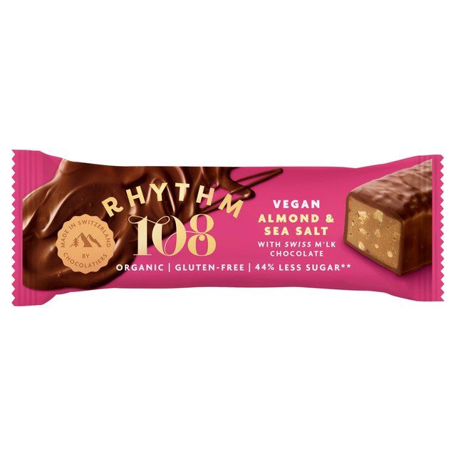 Rhythm 108 Swiss Vegan Almond &amp;amp; Sea Salt Bar with M'lk Chocolate   33g