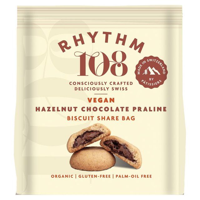 Rhythm 108 Swiss Vegan Hazelnut Chocolate Praline Biscuit Share Bag   135g