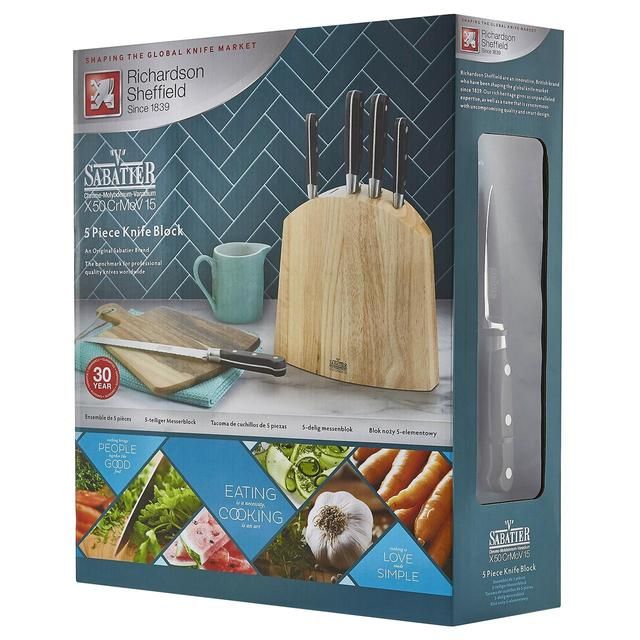 Richardson Sheffield V Sabatier Natural Wood Knife Block   5 per pack