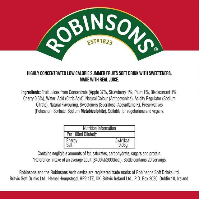 Robinsons Mini Summer Fruits No Added Sugar   66ml