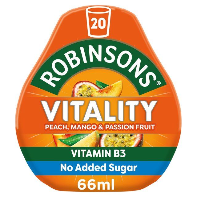 Robinsons Mini Vitality Peach Mango &amp;amp; Passion Fruit No Added Sugar Squash   66ml