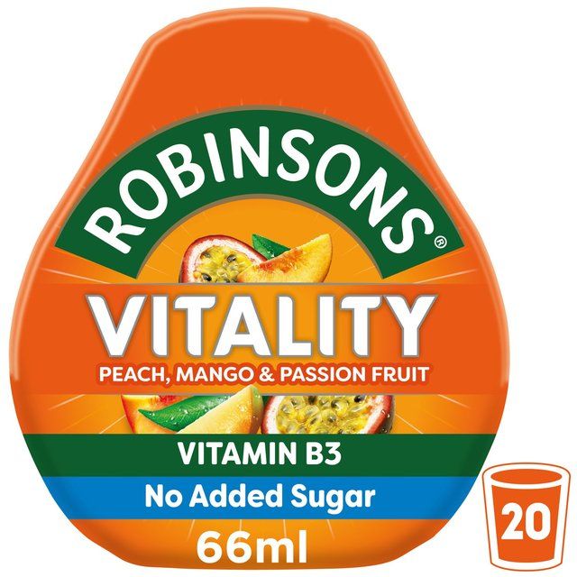 Robinsons Mini Vitality Peach Mango &amp;amp; Passion Fruit No Added Sugar Squash   66ml