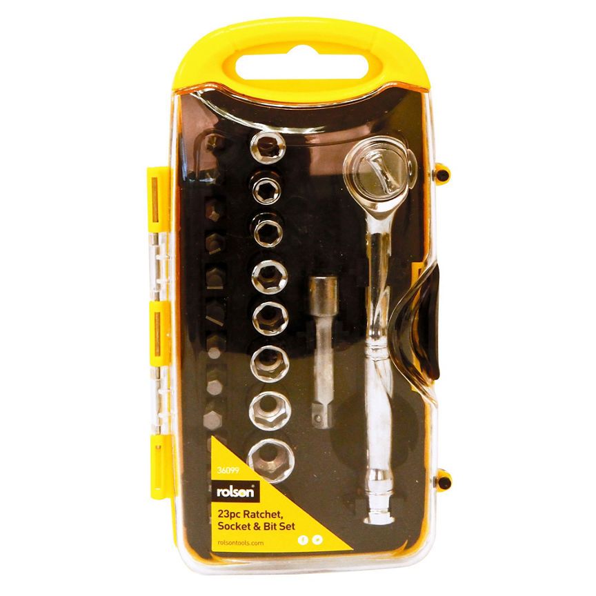 Rolson 23pc Socket &amp;amp; Bit Set
