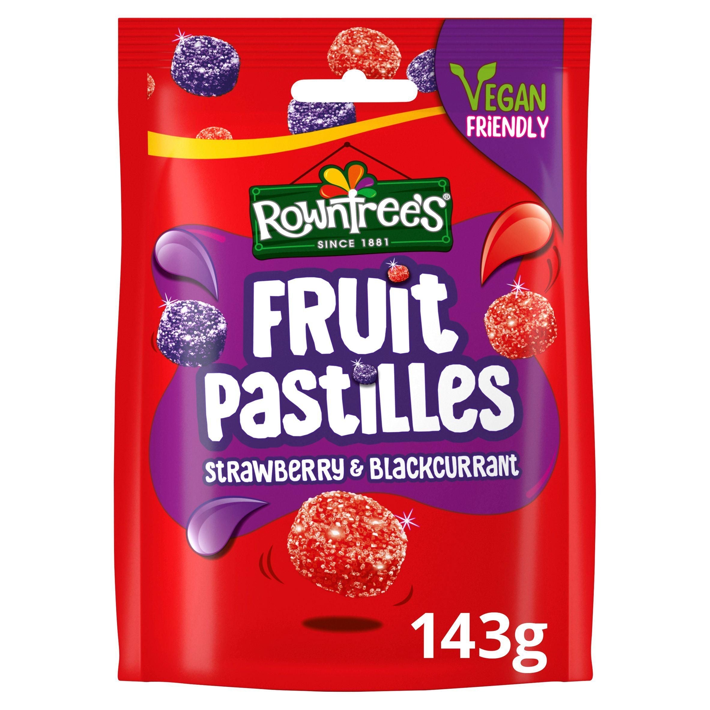 Rowntree's Fruit Pastilles Strawberry &amp;amp; Blackcurrant Sweets Sharing Pouch 143g