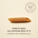 Rummo Gluten Free Lentil Pennette Rigate Lenticchie Rosse Pasta No.70   300g