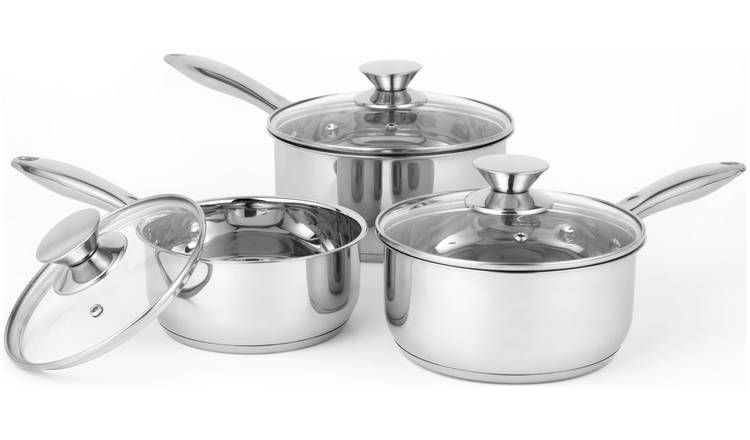 Russell Hobbs 3 Piece Stainless Steel Pan Set