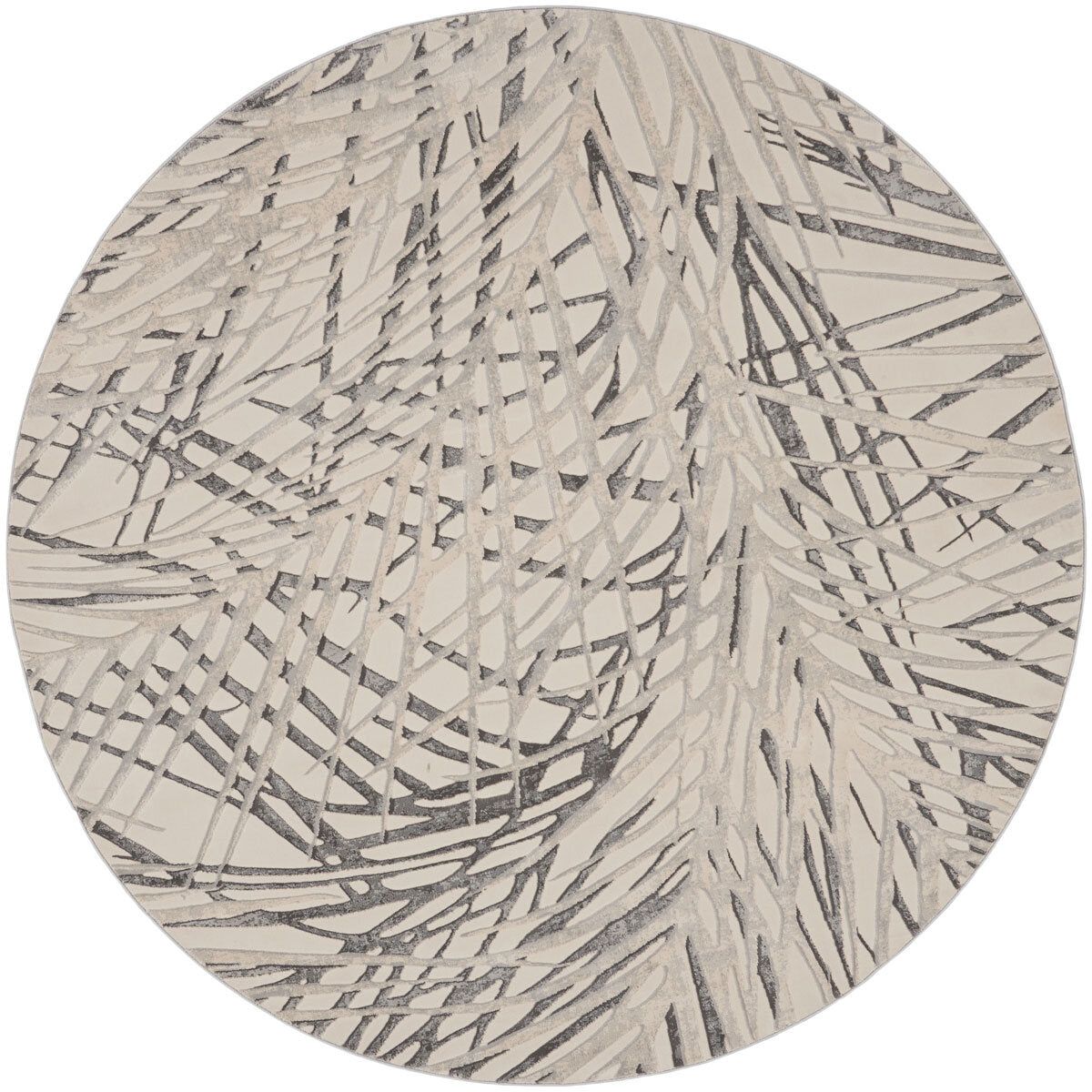 Rustic Textures Ivory &amp;amp; Grey Circle Rug, 160 cm