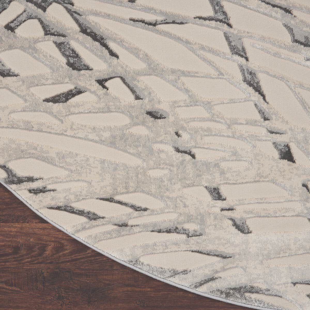 Rustic Textures Ivory &amp;amp; Grey Circle Rug, 160 cm