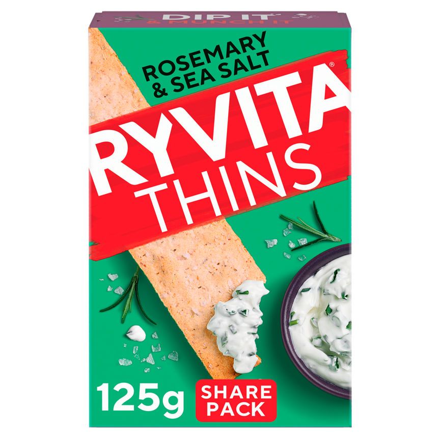 Ryvita Thins Rosemary &amp;amp; Sea Salt Flatbread Crackers 125g