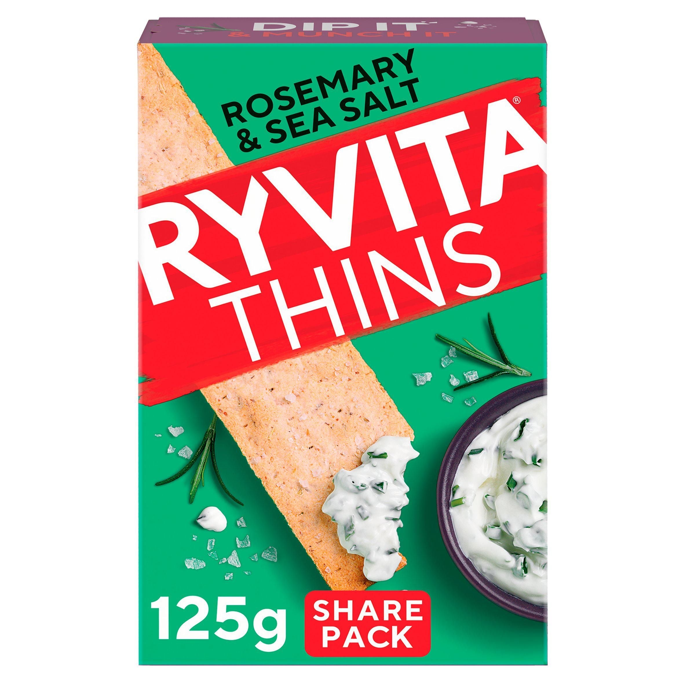 Ryvita Thins Rosemary &amp;amp; Sea Salt Flatbread Crackers 125g