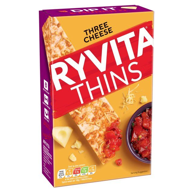 Ryvita Thins Three Cheese Flatbread Crackers   125g