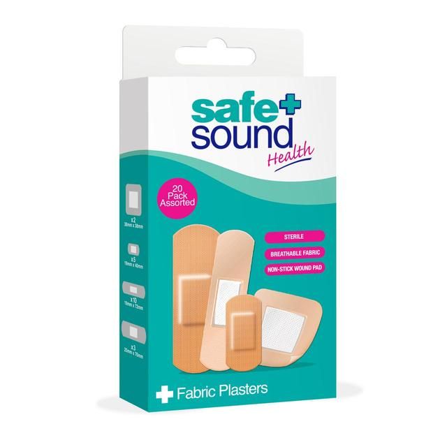 Safe &amp;amp; Sound Assorted Fabric Plasters   20 per pack