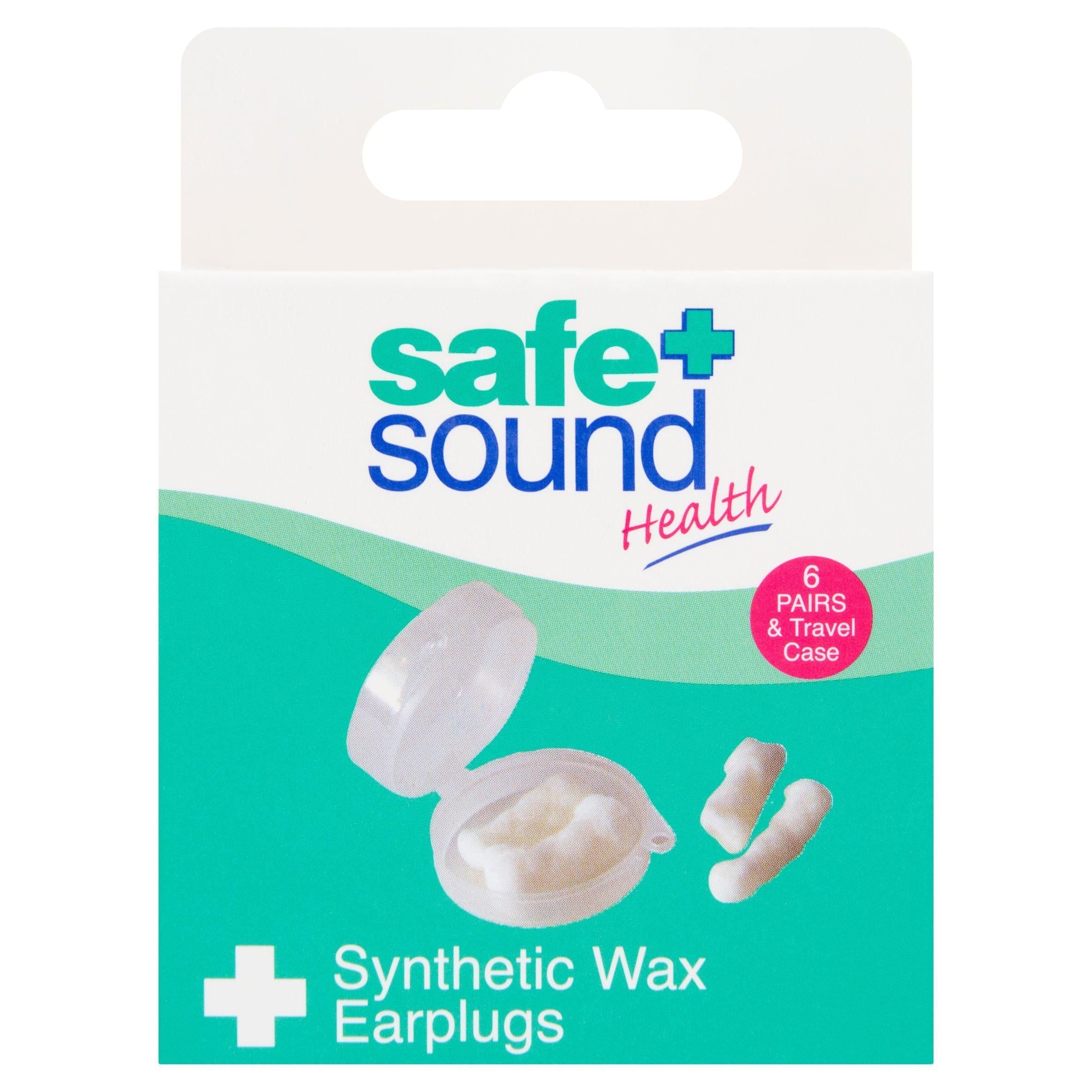 Safe + Sound Health Pairs &amp;amp; Travel Case Synthetic Wax Earplugs x6
