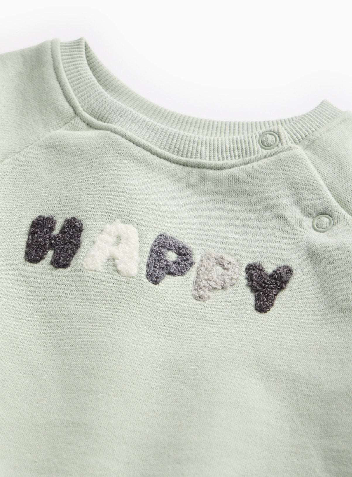 Sage Green Happy Slogan Sweatshirt &amp;amp; Leggings Set Up to 3 mths