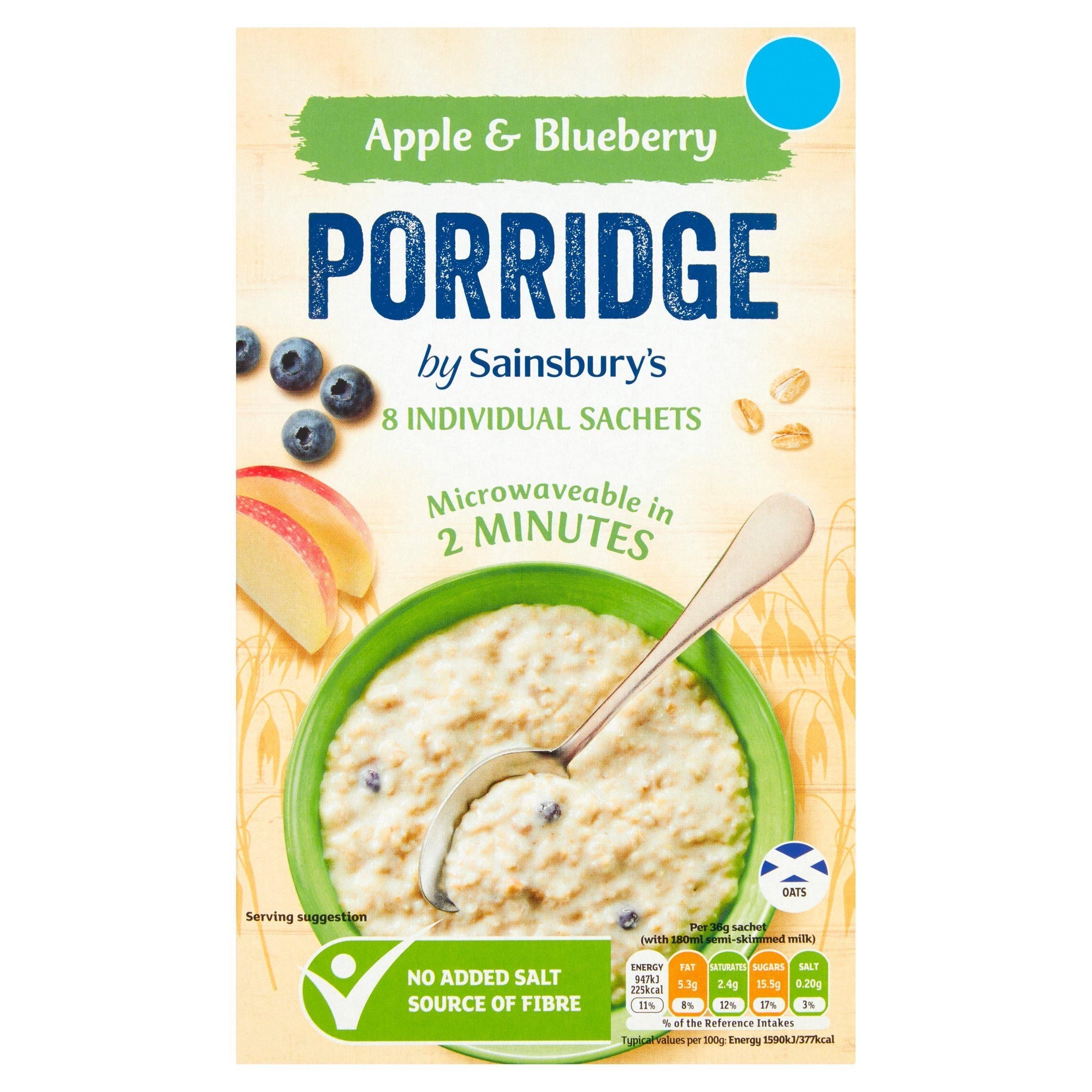 Sainsbury's Apple &amp;amp; Blueberry Porridge 8 x 36g (288g)