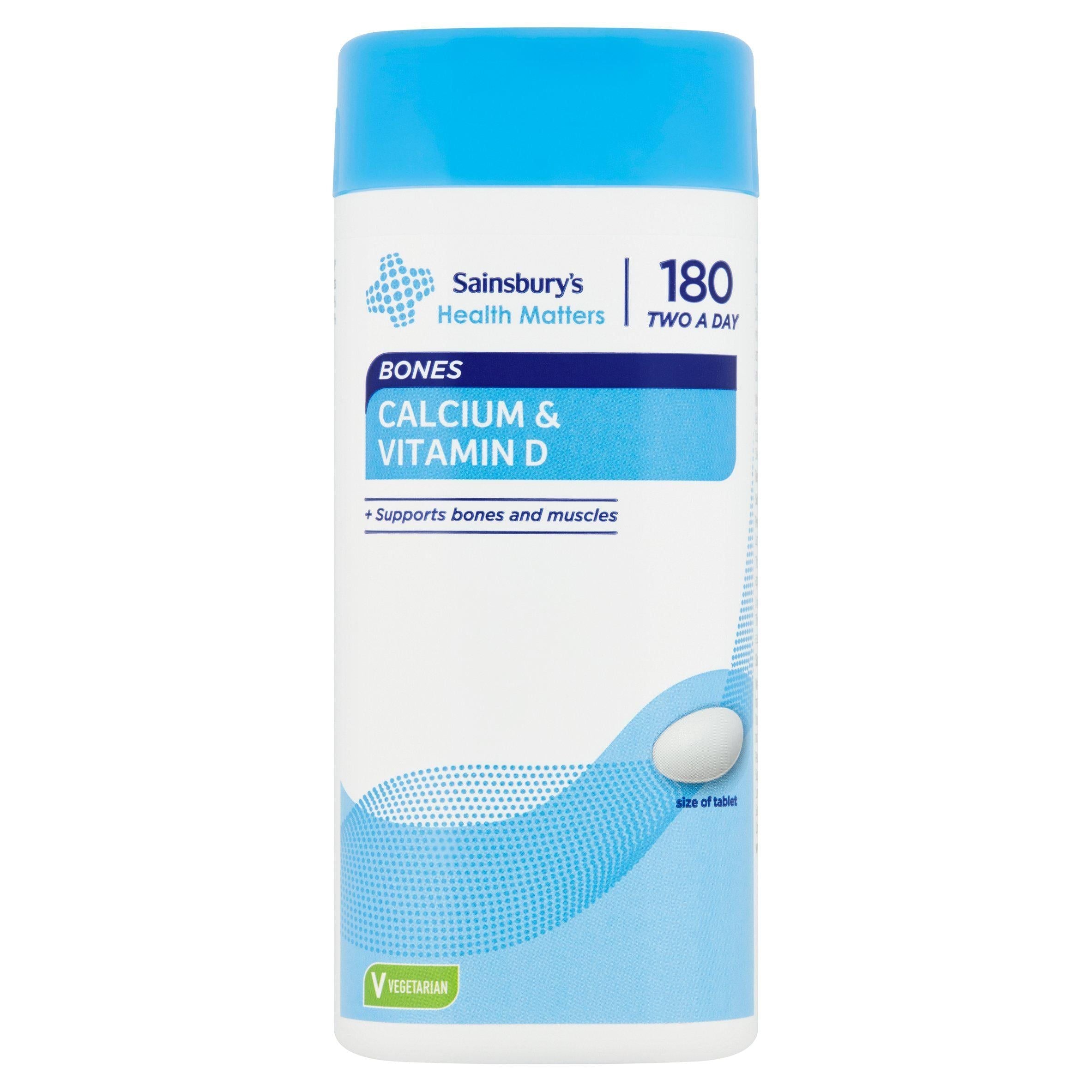 Sainsbury's Bones Calcium &amp;amp; Vitamin D Tablets 2 a Day x180