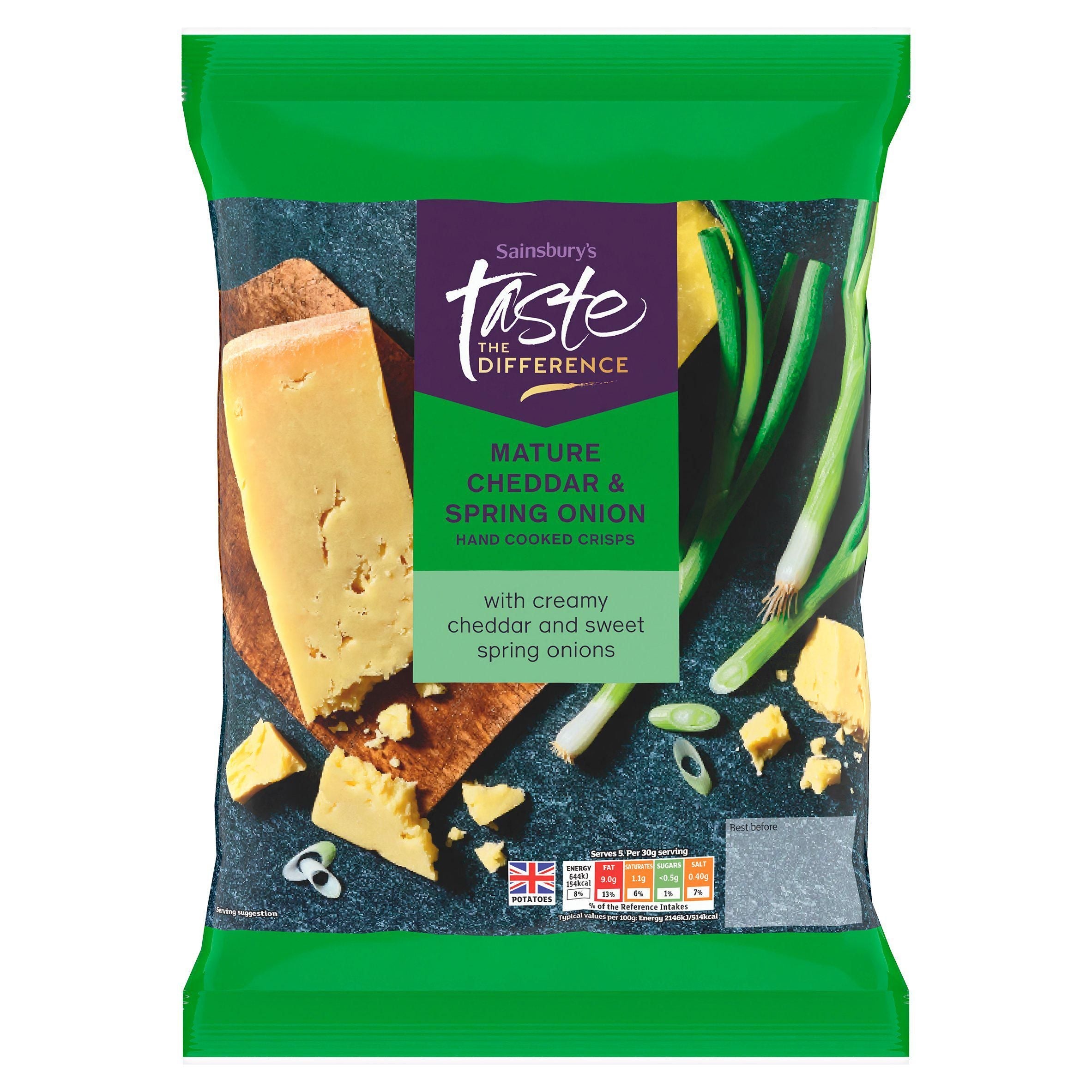 Sainsbury's Cheddar &amp;amp; Spring Onion Crisps, Taste the Difference 150g