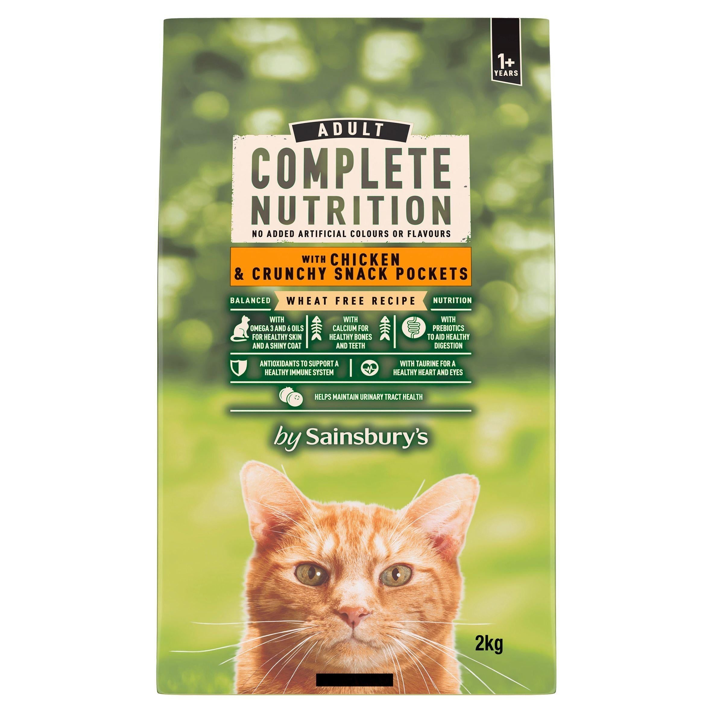 Sainsbury's Complete Nutrition 1+ Adult Cat Food with Chicken &amp;amp; Crunchy Snack Pockets 2kg
