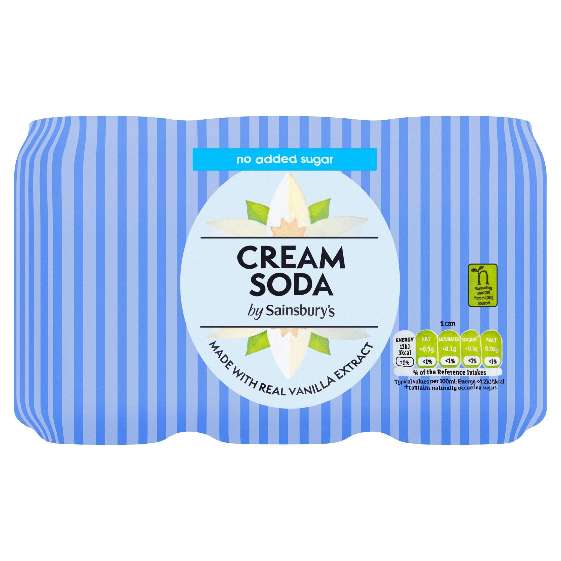 Sainsbury's Diet Cream Soda, No Added Sugar 6x330ml