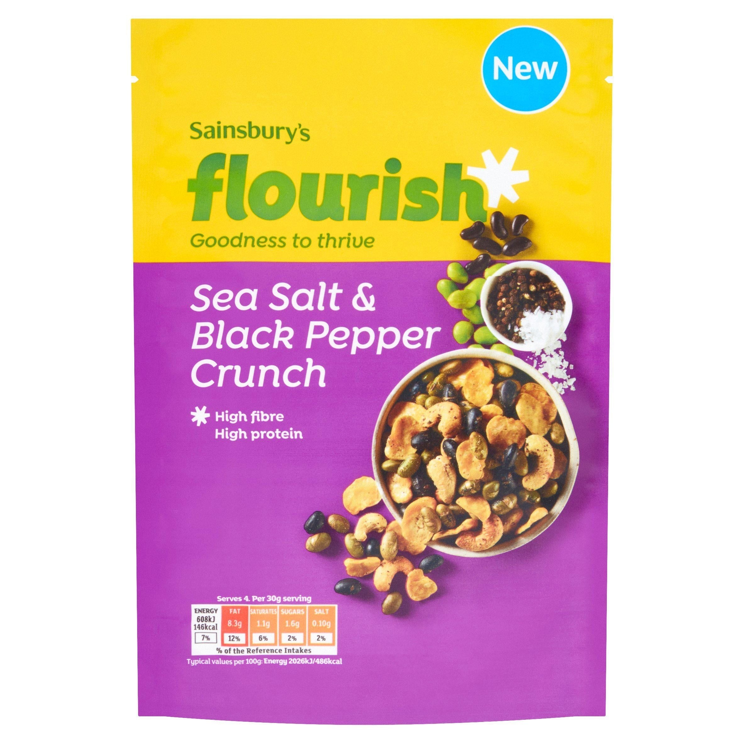 Sainsbury's Flourish Sea Salt &amp;amp; Black Pepper Crunch 120g