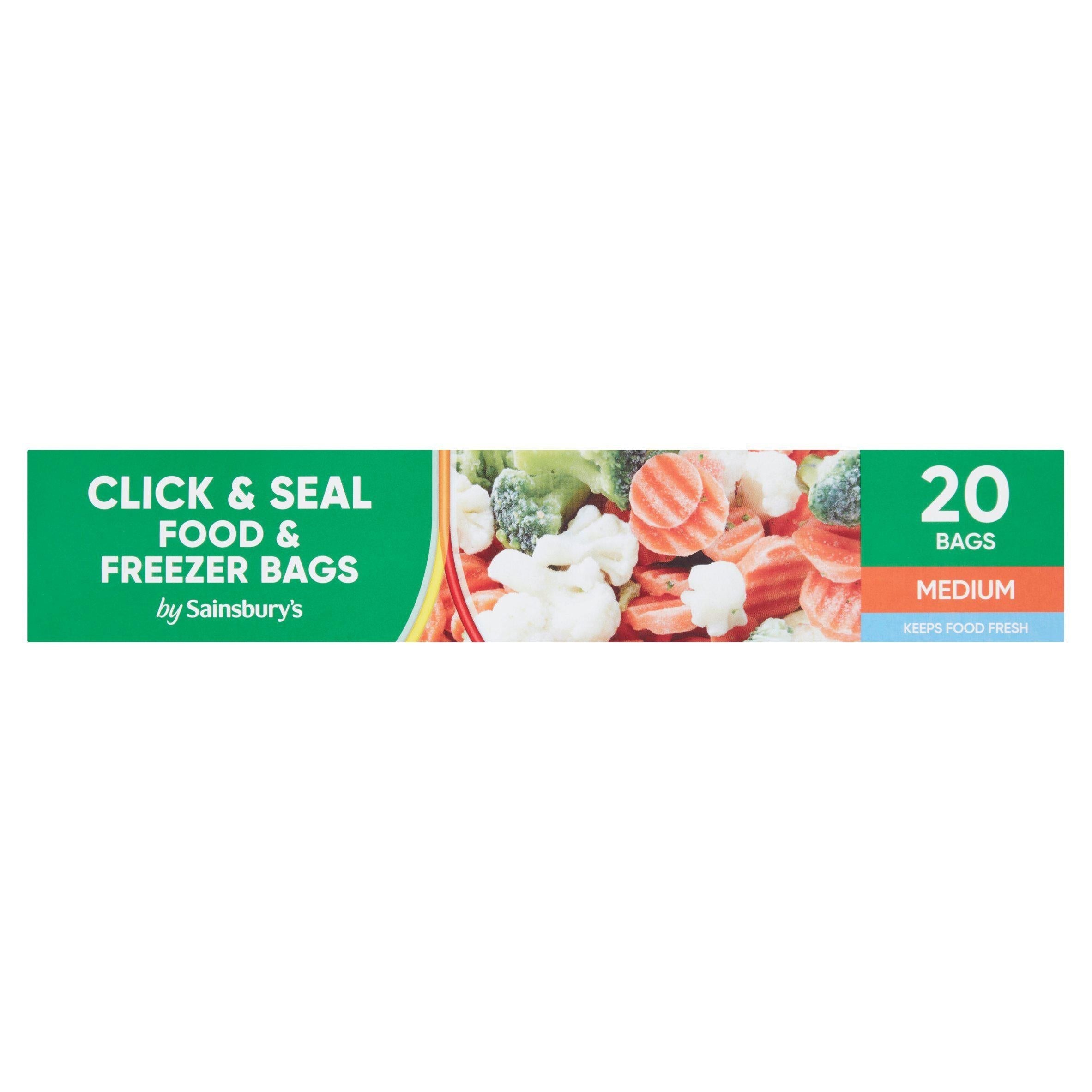 Sainsbury's Food &amp;amp; Freezer Bags, Medium Reseal 30x26cm x20