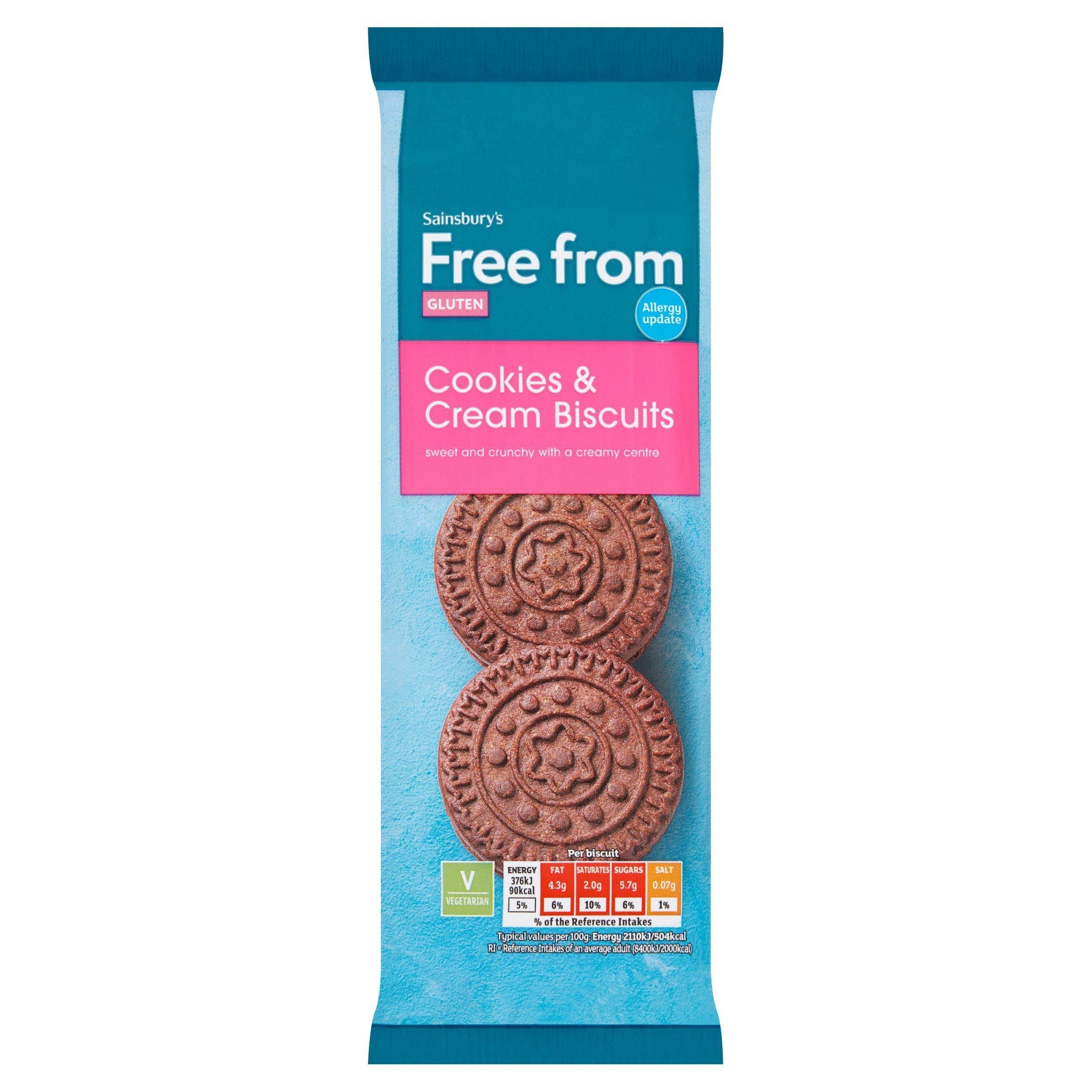 Sainsbury's Free From Cookies &amp;amp; Cream Biscuits 160g