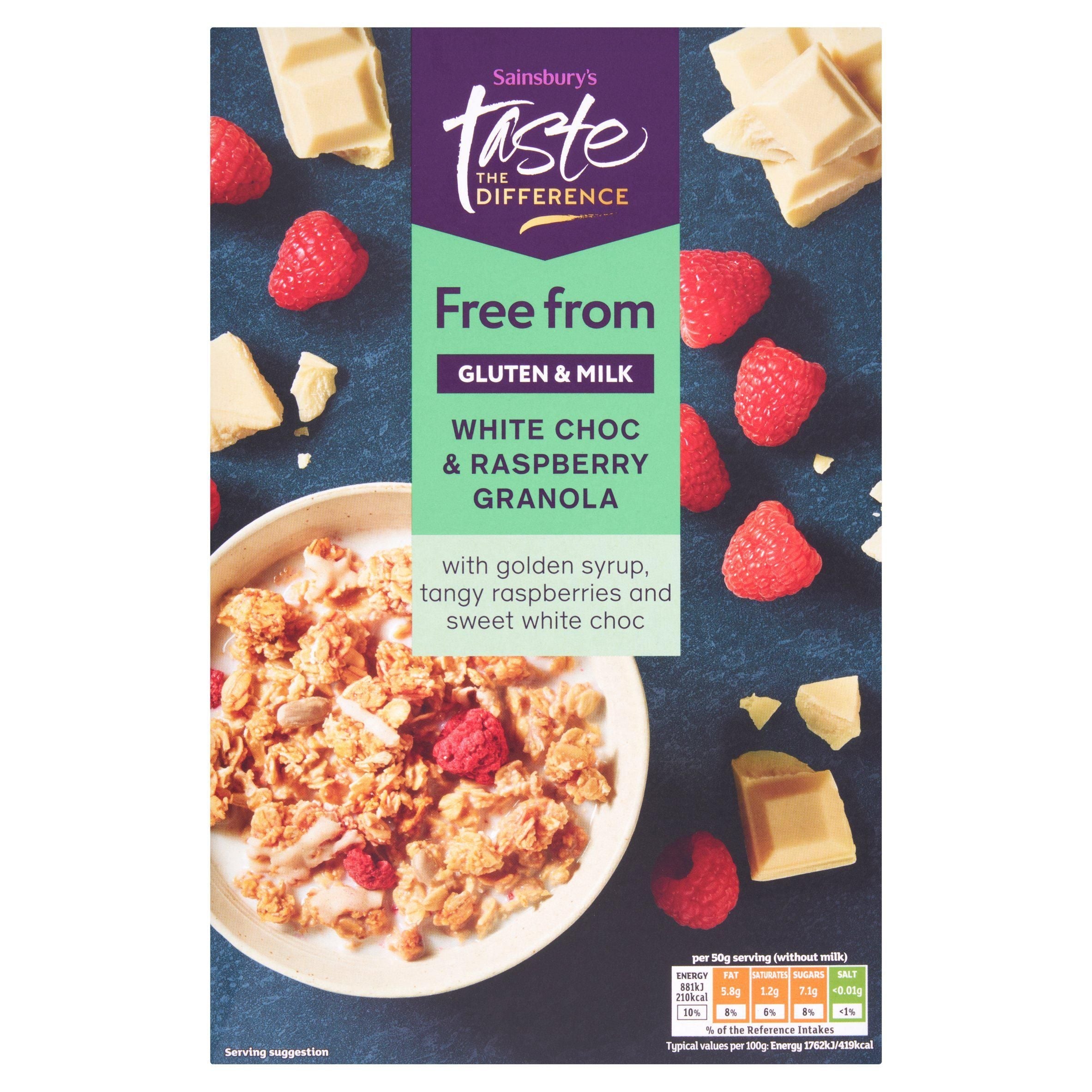 Sainsbury's Free From White Chocolate &amp;amp; Raspberry Granola, Taste the Difference 350g