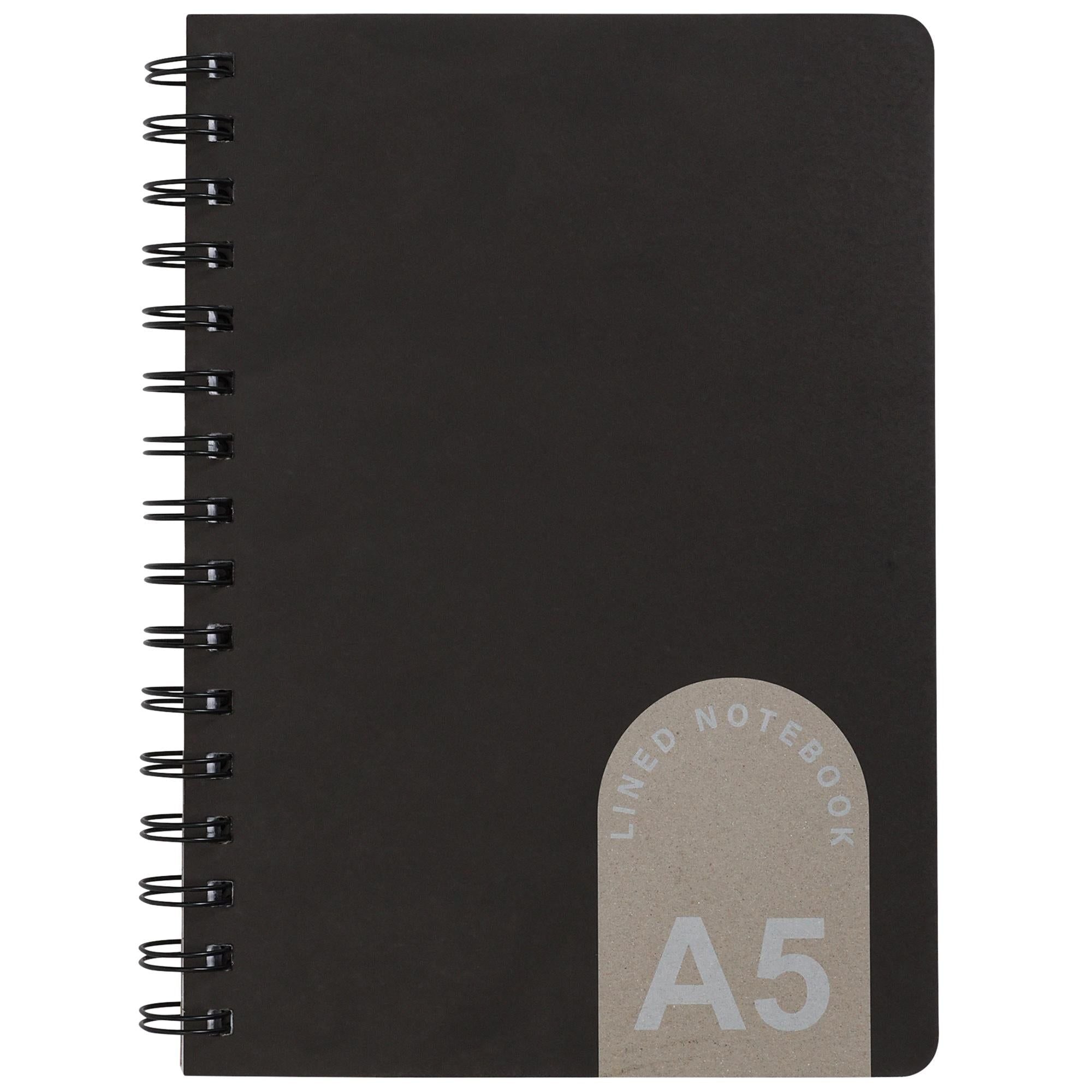Sainsbury's Home Lined Spiralbound Notebook Black/White/Grey A5