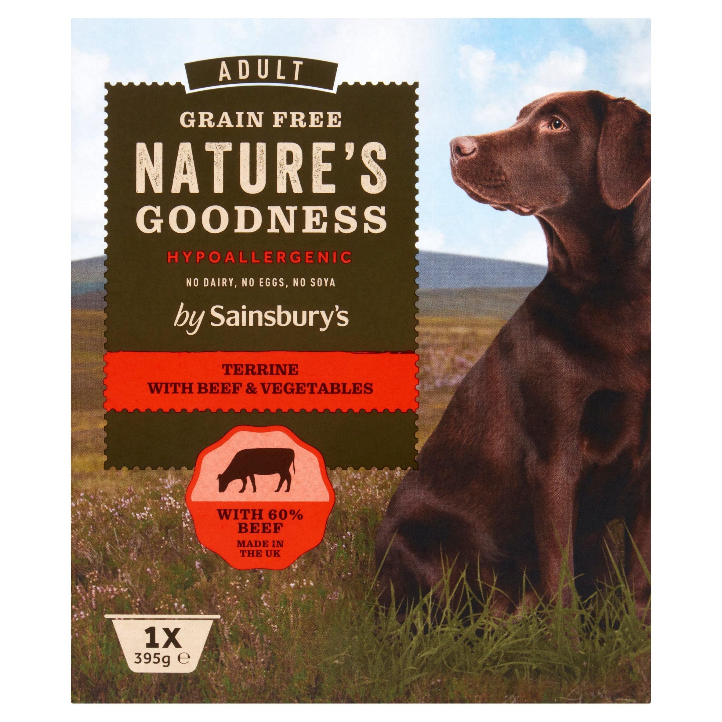 Sainsbury's Nature's Goodness Adult Dog Terrine with Beef &amp;amp; Vegetables 395g