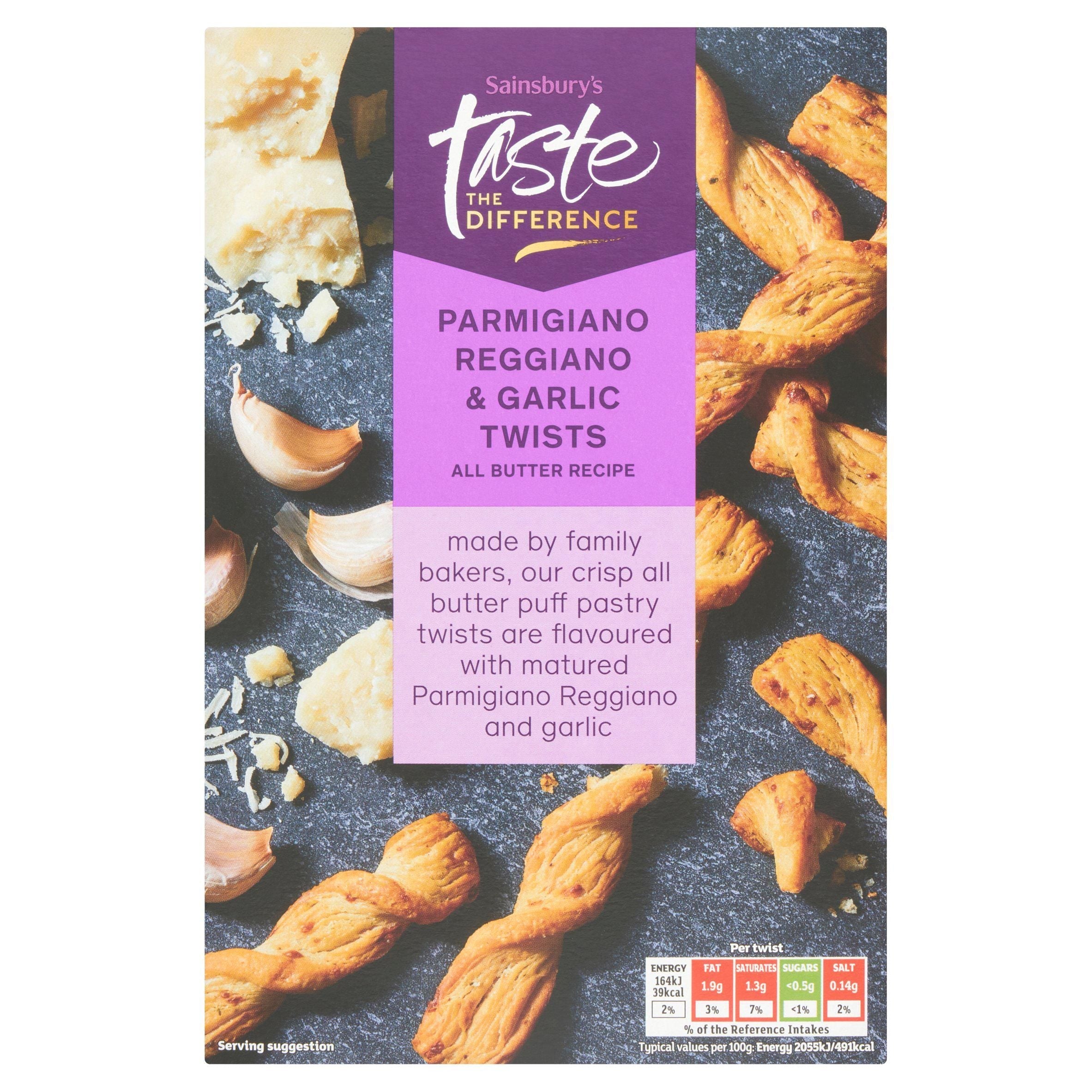 Sainsbury's Parmesan &amp;amp; Garlic Twists, Taste the Difference 100g