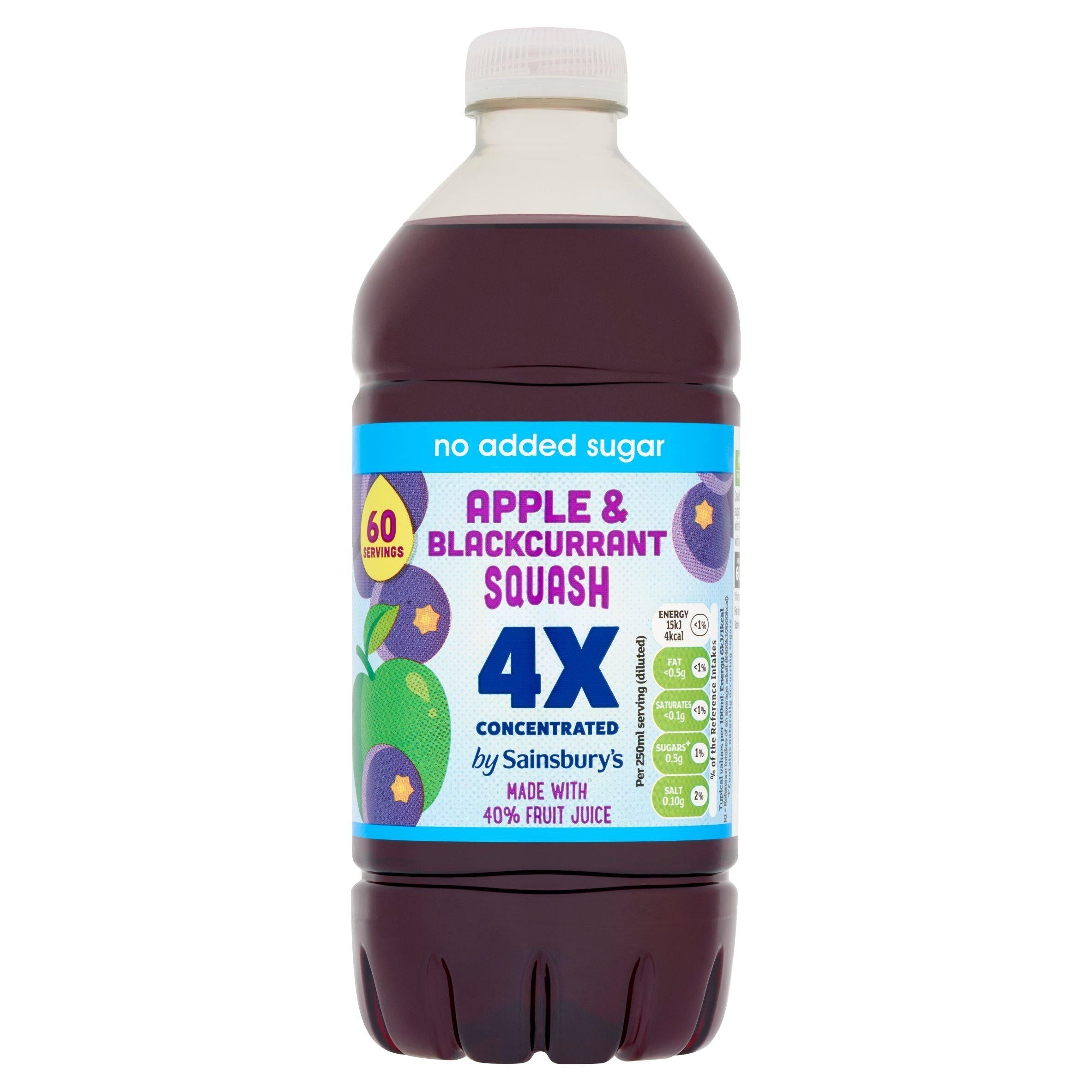 Sainsbury's Quadruple Strength Apple &amp;amp; Blackcurrant Squash 750ml