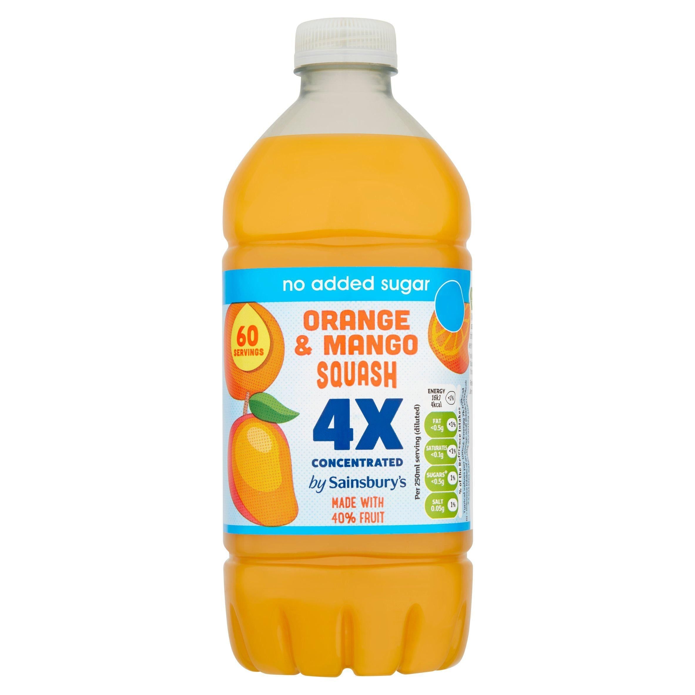 Sainsbury's Quadruple Strength Orange &amp;amp; Mango Squash 750ml