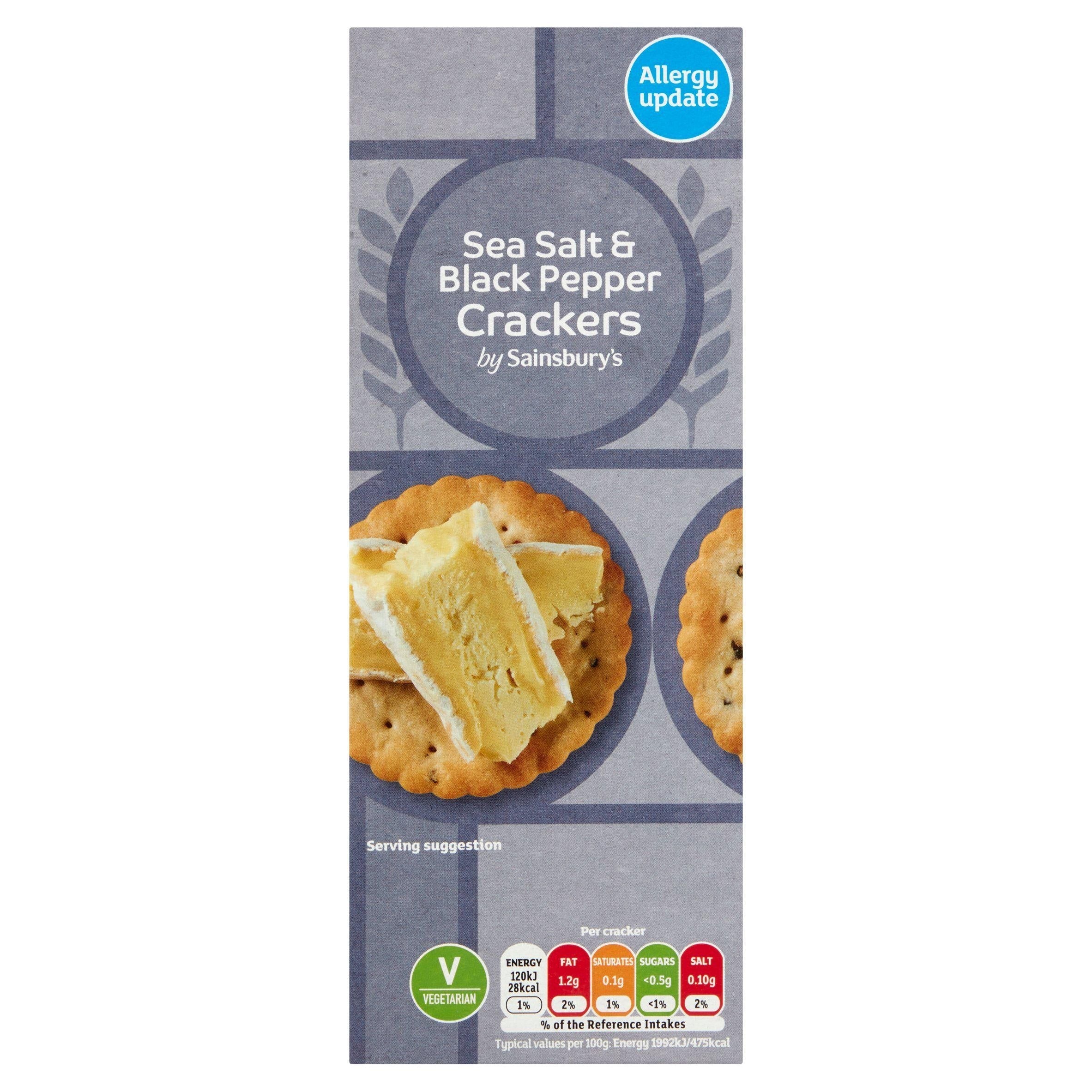 Sainsbury's Sea Salt &amp;amp; Black Pepper Crackers 185g