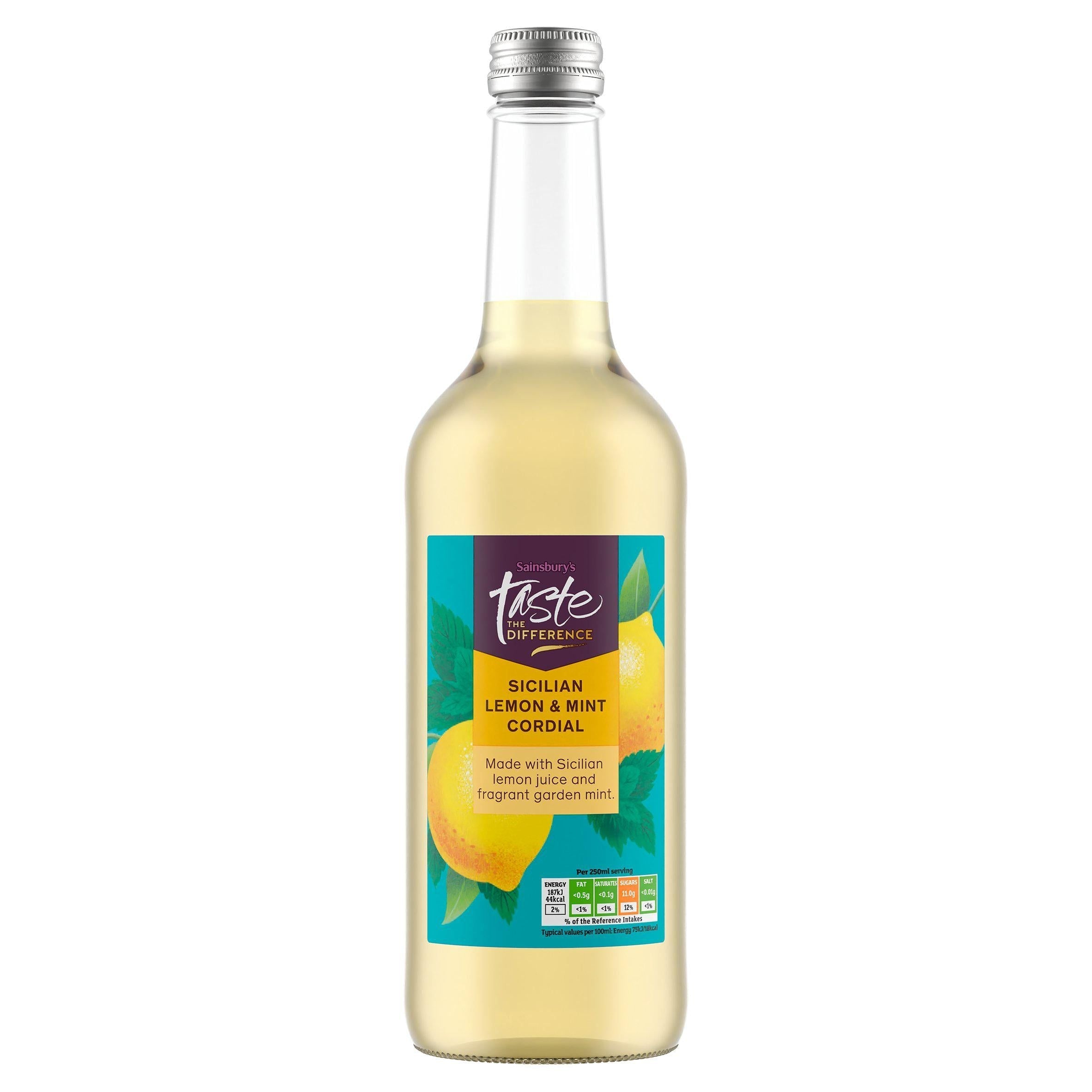 Sainsbury's Sicilian Lemon &amp;amp; Mint Cordial, Taste the Difference 500ml
