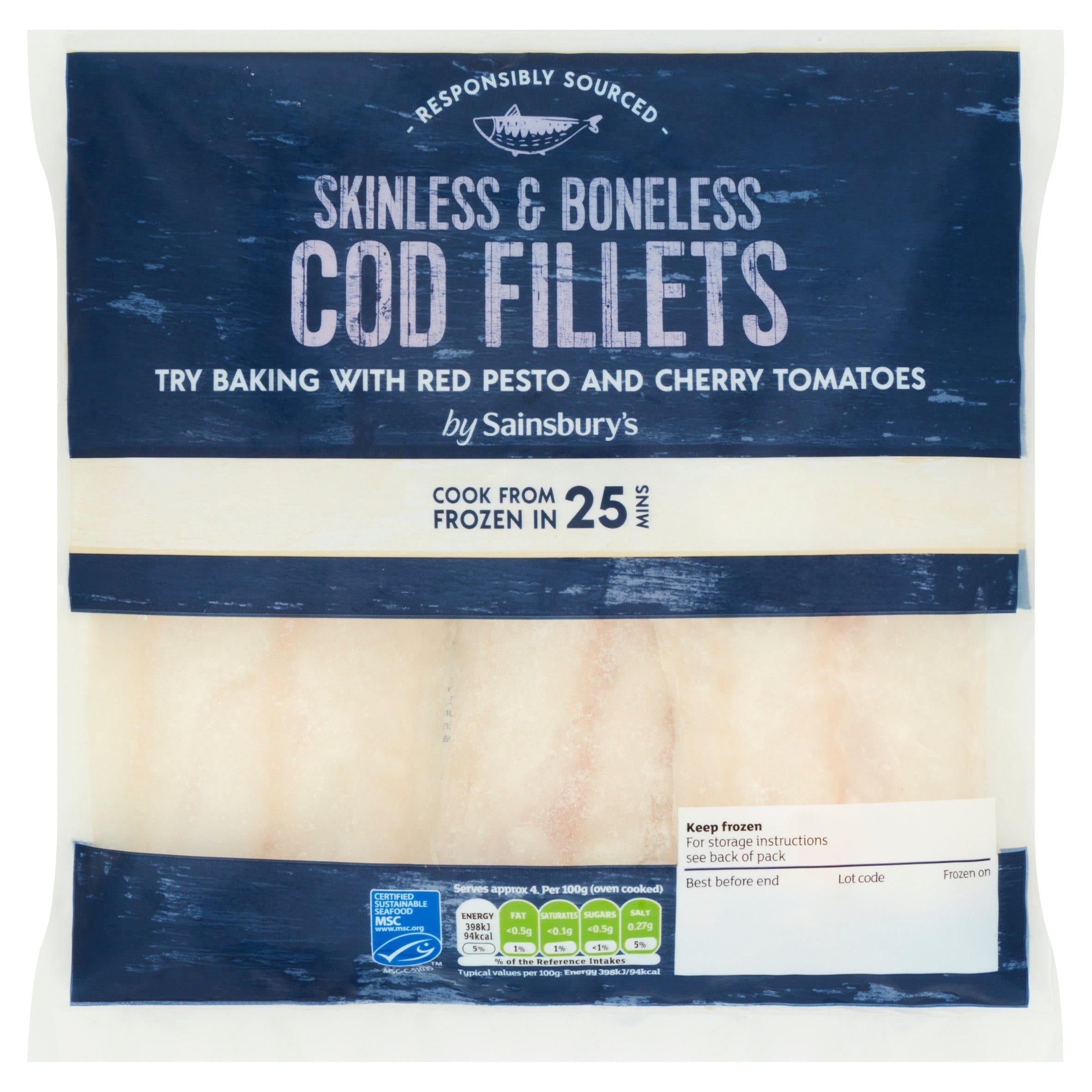 Sainsbury's Skinless &amp;amp; Boneless Cod Fillets 360g