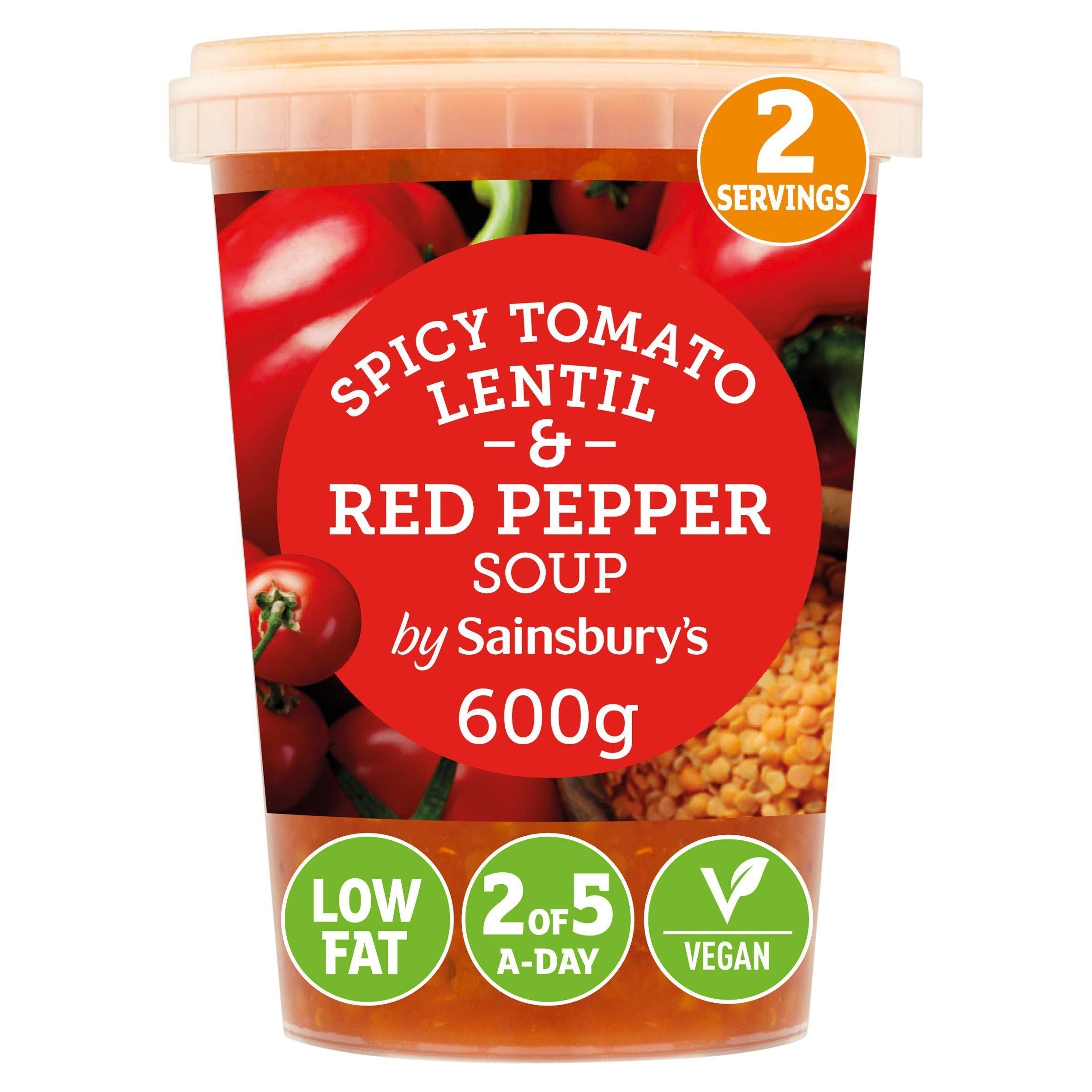 Sainsbury's Spicy Tomato, Lentil &amp;amp; Red Pepper Soup 600g (Serves 2)