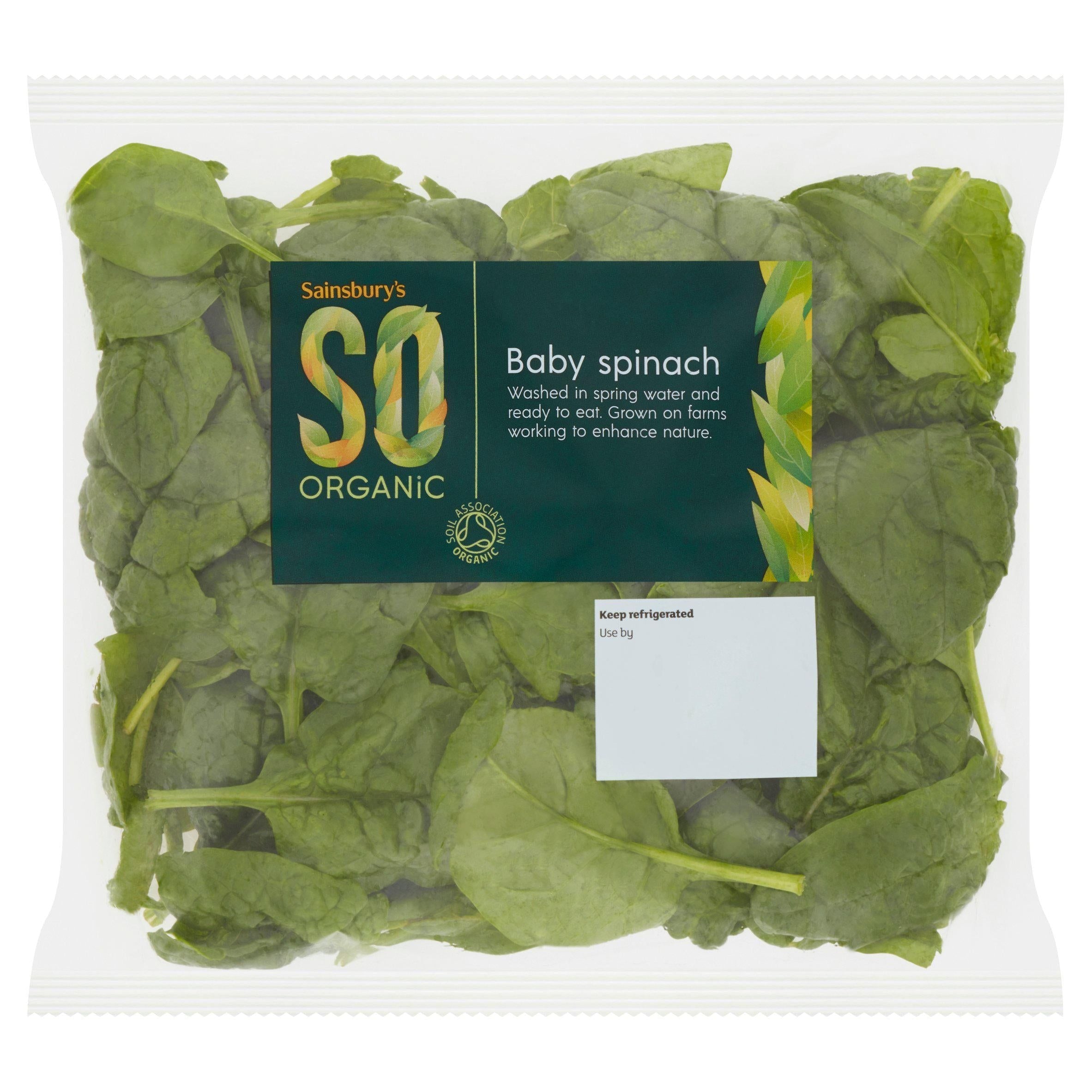 Sainsbury&amp;rsquo;s Spinach, SO Organic 100g