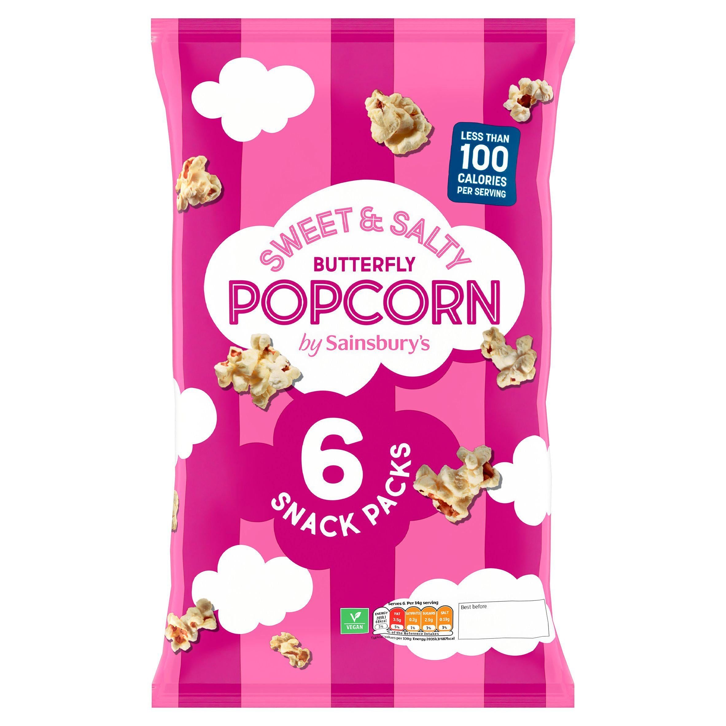 Sainsbury's Sweet &amp;amp; Salty Butterfly Popcorn 6x14g