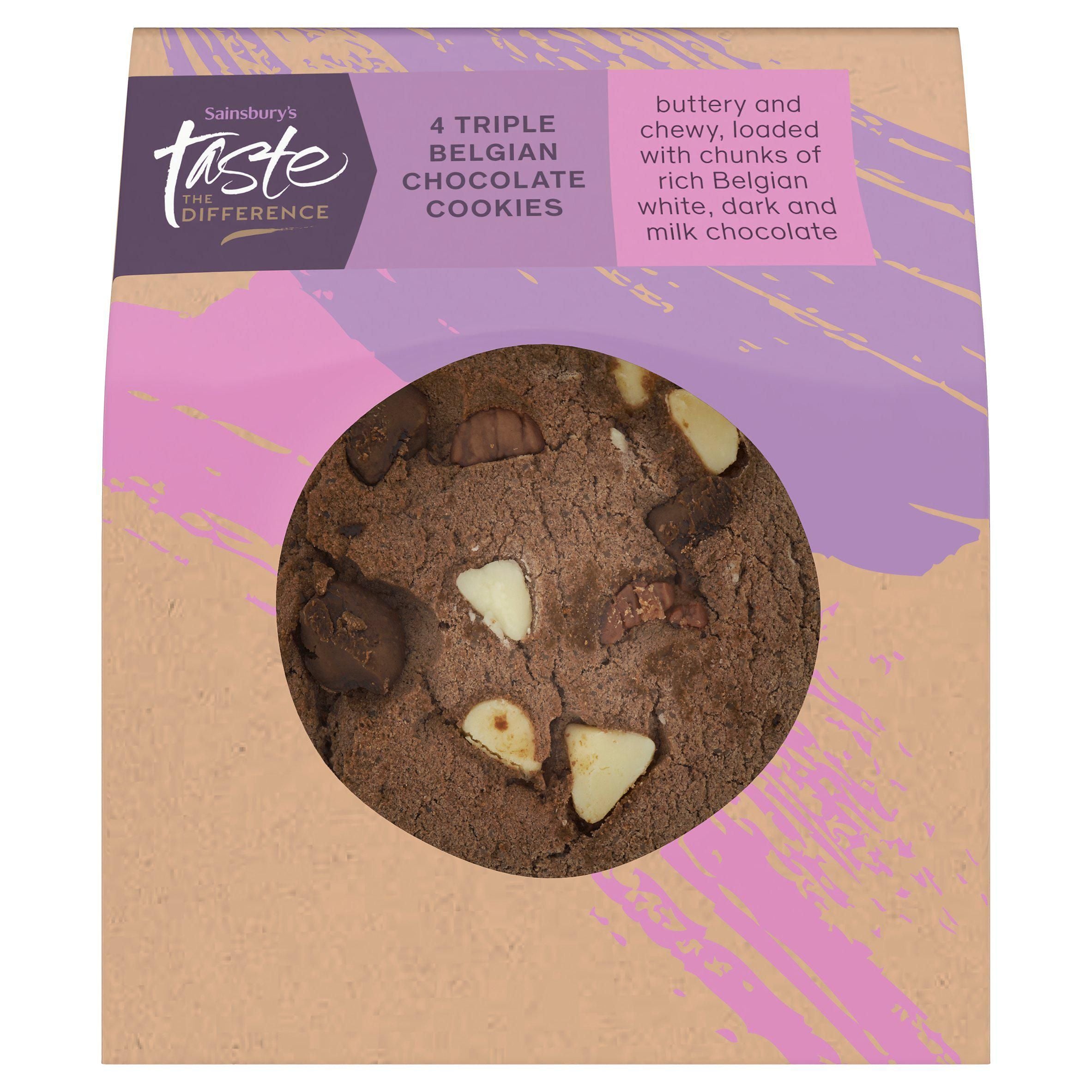 Sainsbury&amp;rsquo;s Triple Belgian Chocolate Cookies, Taste the Difference x4
