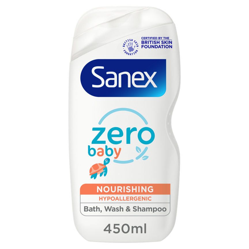 Sanex Zero% Hypoallergenic Nourishing Baby Bath Foam &amp;amp; Shampoo 450 ml