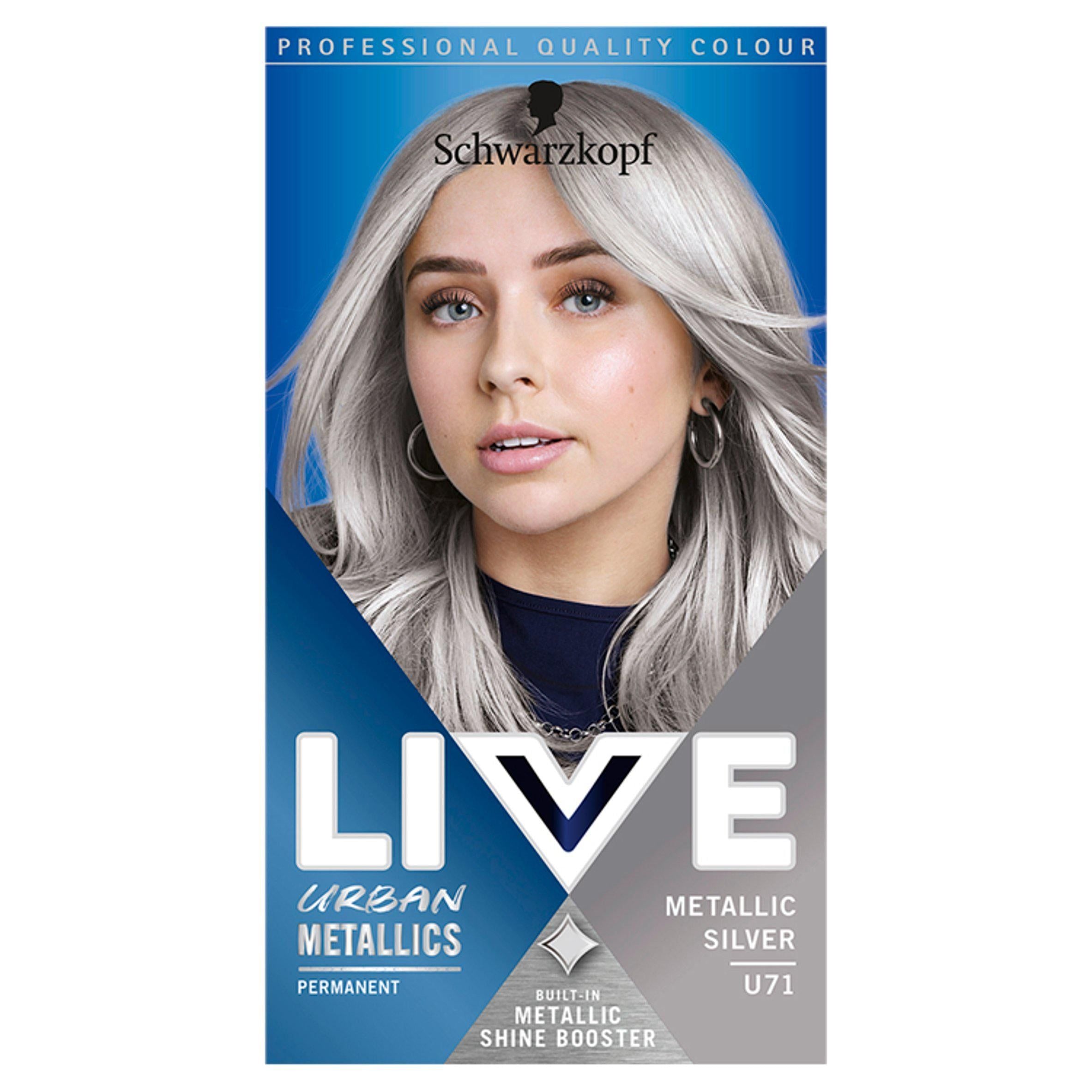 Schwarzkopf Live Intense Colour Urban Metallics Permanent Hair Dye Metallic Silver U71
