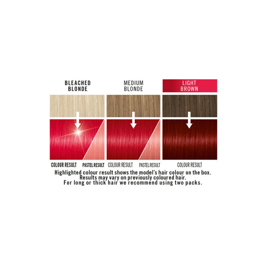 Schwarzkopf LIVE Ultra Brights Or Pastel Red Hair Dye Pillar Box Red 092 Semi-permanent