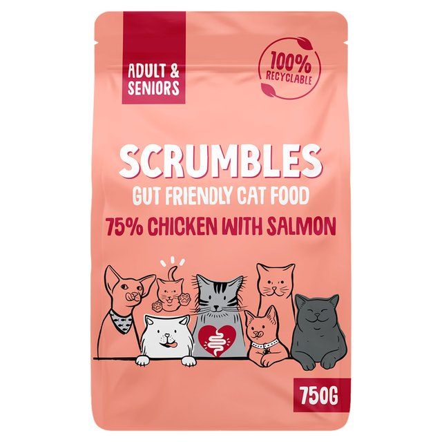 Scrumbles Adult &amp;amp; Seniors Dry Cat Food Chicken with Salmon   750g