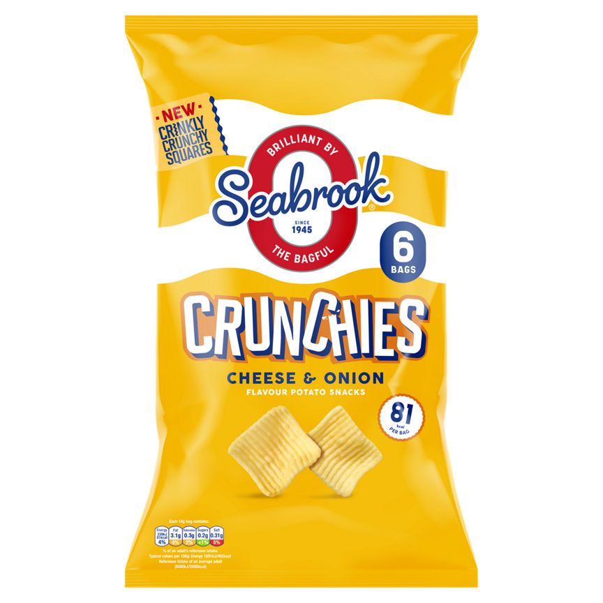 Seabrook Crunchies Cheese &amp;amp; Onion Flavour Potato Snacks