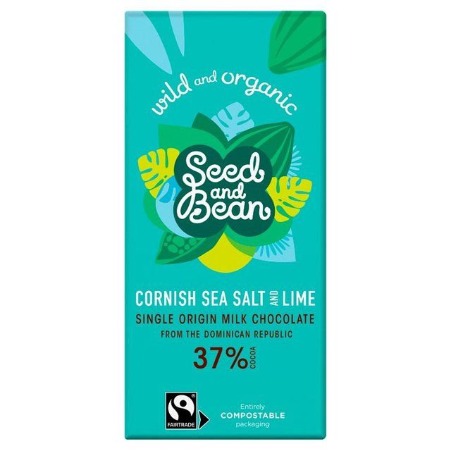 Seed &amp;amp; Bean Organic Milk Chocolate Bar Sea Salt &amp;amp; Tropical Lime   85g