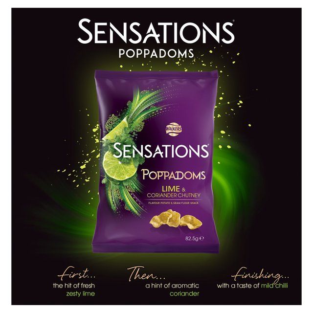 Sensations Lime &amp;amp; Coriander Chutney Sharing Bag Poppadoms   82.5g