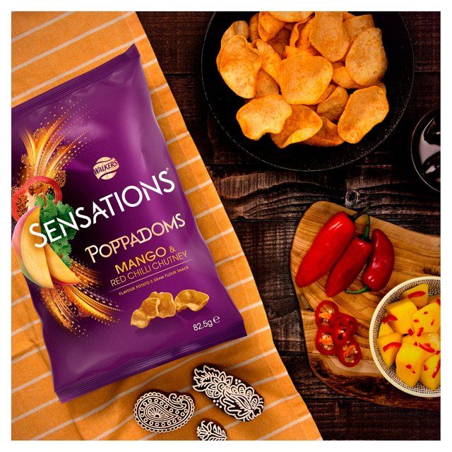 Sensations Mango &amp;amp; Chilli Chutney Sharing Bag Poppadoms   82.5g