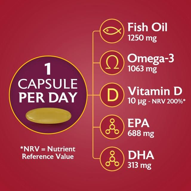 Seven Seas Omega-3 Fish Oil Max Strength with Vitamin D Capsules   30 per pack