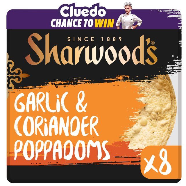 Sharwood's Garlic &amp;amp; Coriander Poppadoms   8 per pack