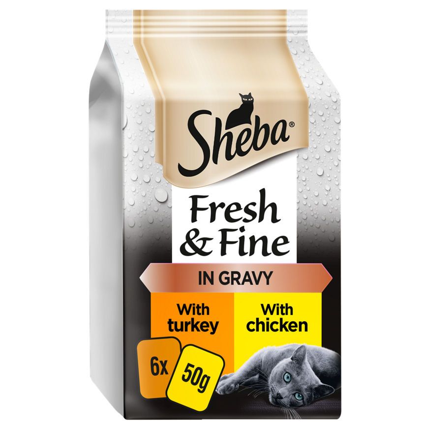 Sheba Fresh &amp;amp; Fine Wet Cat Food Pouches Chicken &amp;amp; Turkey in Gravy